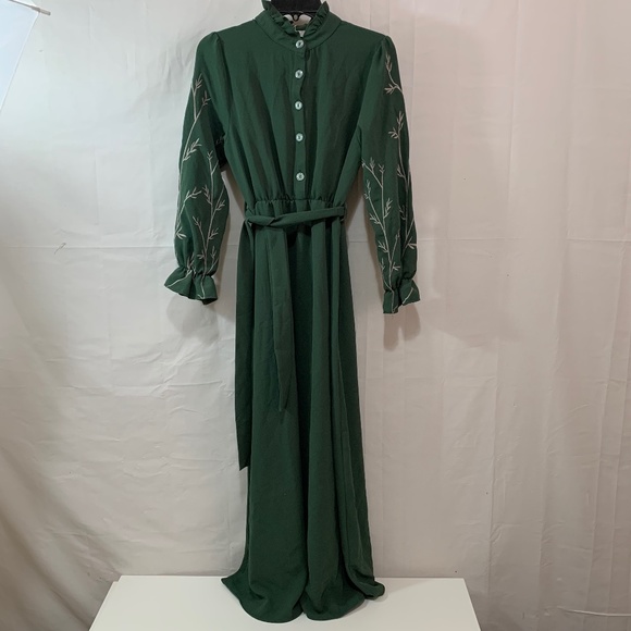 TMR Aydogan Womens Long Sleeve Mock Collar Maxi Dress in Green Size 38: Small/8 - Picture 1 of 9